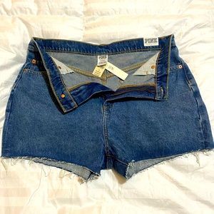 PINK-VS High Waisted Cut Off Jean Shorts
